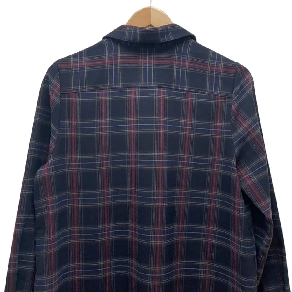Uniqlo Navy Maroon Plaid Flannel Swing Oversized Shirt Dress Women’s Size Large - Image 8