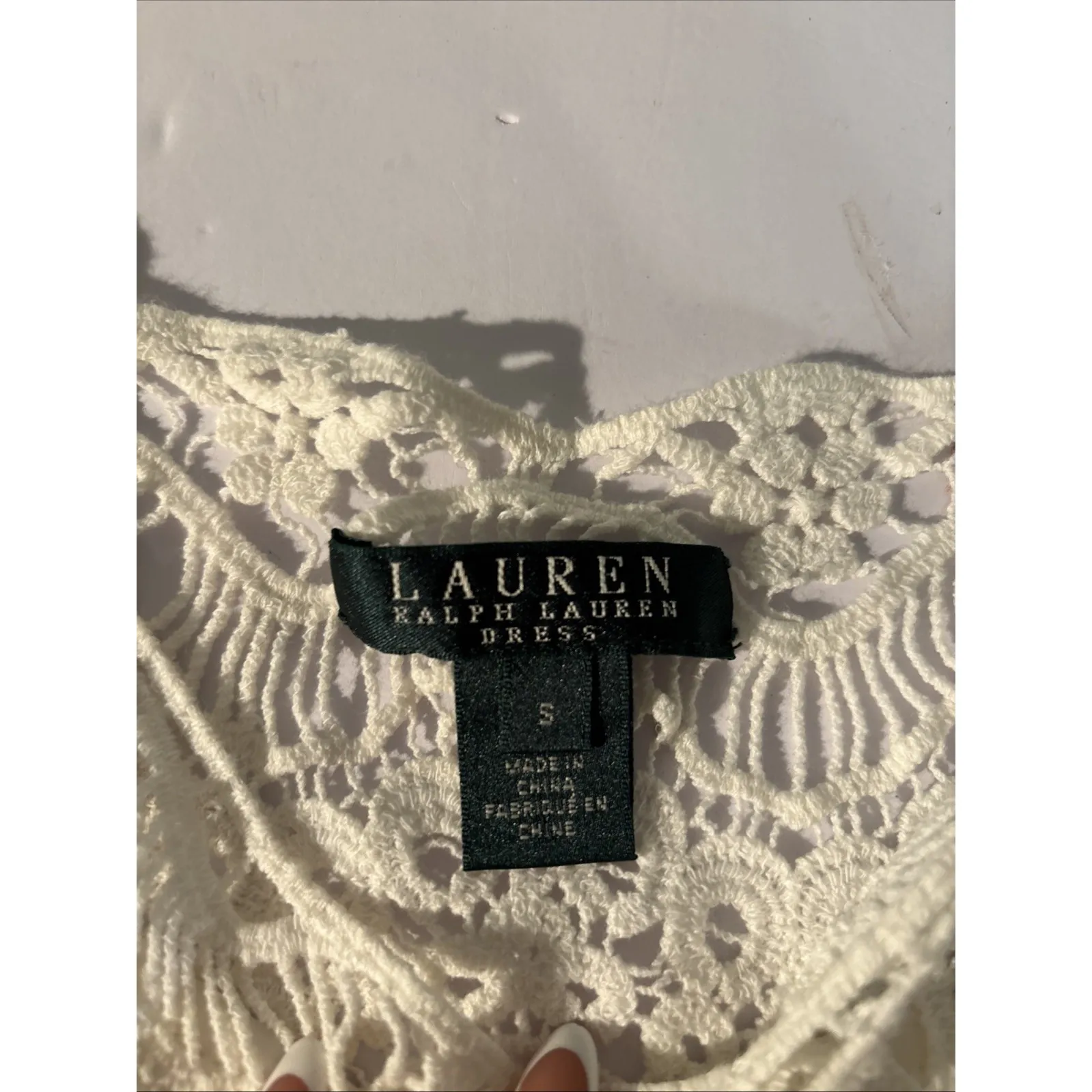 Lauren Ralph Lauren Dress Womens Small Sheath Crochet Eyelet 100% Cotton Career White - Image 3