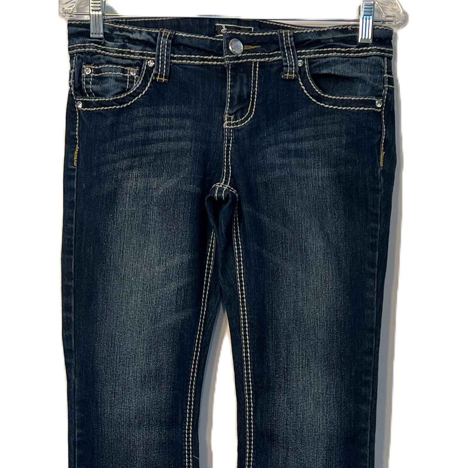 SOUNDGIRL Womens Jeans Size 9 Dark Wash Blue Bootcut Embroidered Low Rise - Image 5