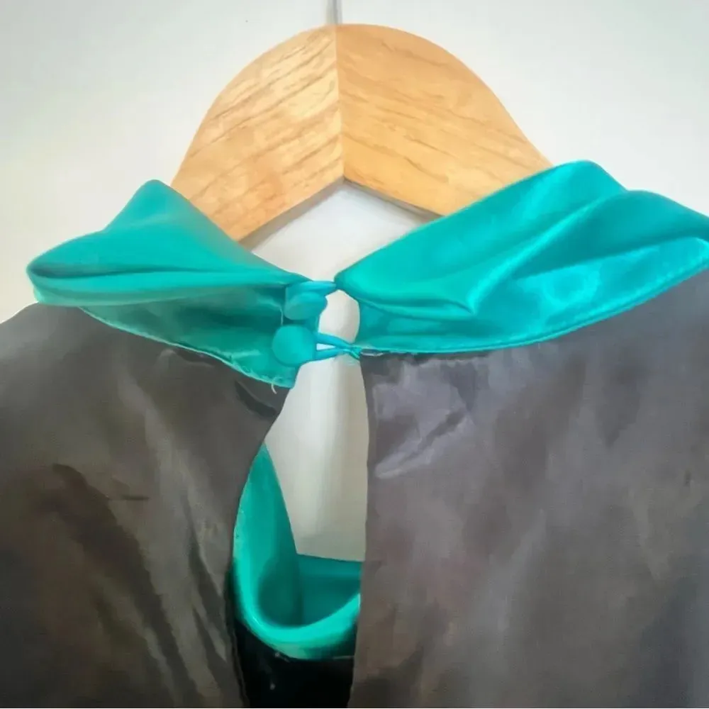 STUNNING Vintage Layered Geometric Satin Secretary Shapes Blouse Sz 8 Black - Image 5