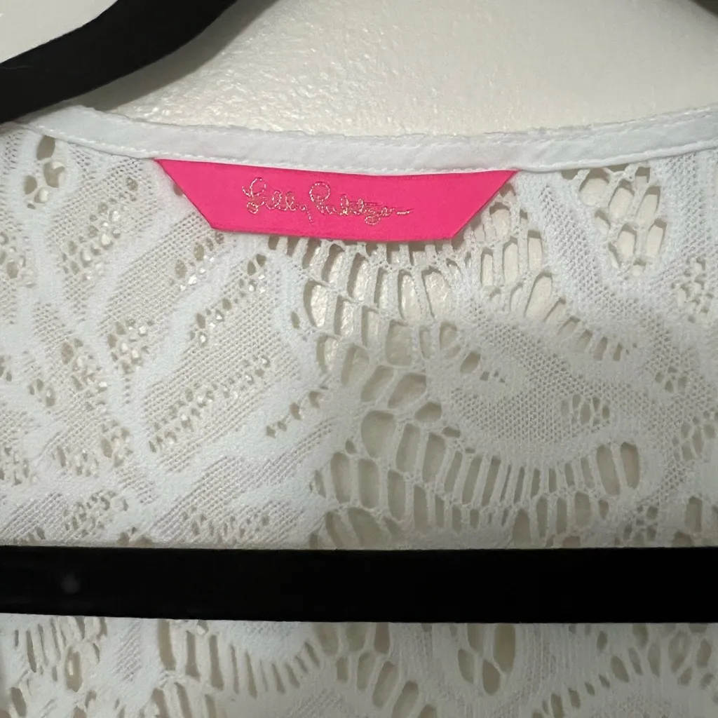 Lilly Pulitzer‎ White Lace Open Front Kimono Cover-Up One Size - Image 6