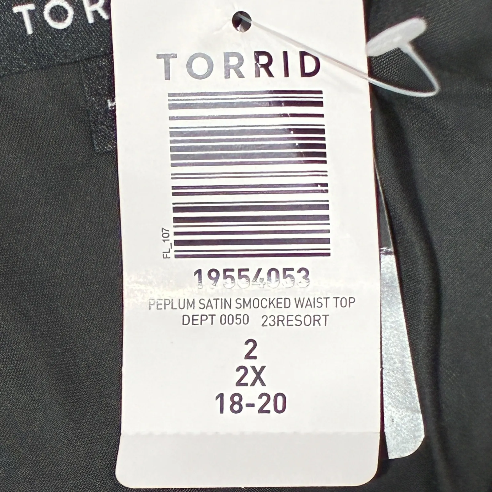 NWT Torrid Black Satin Smocked Peplum Long Sleeve V-Neck Top Womens 2X Peasant - Image 6