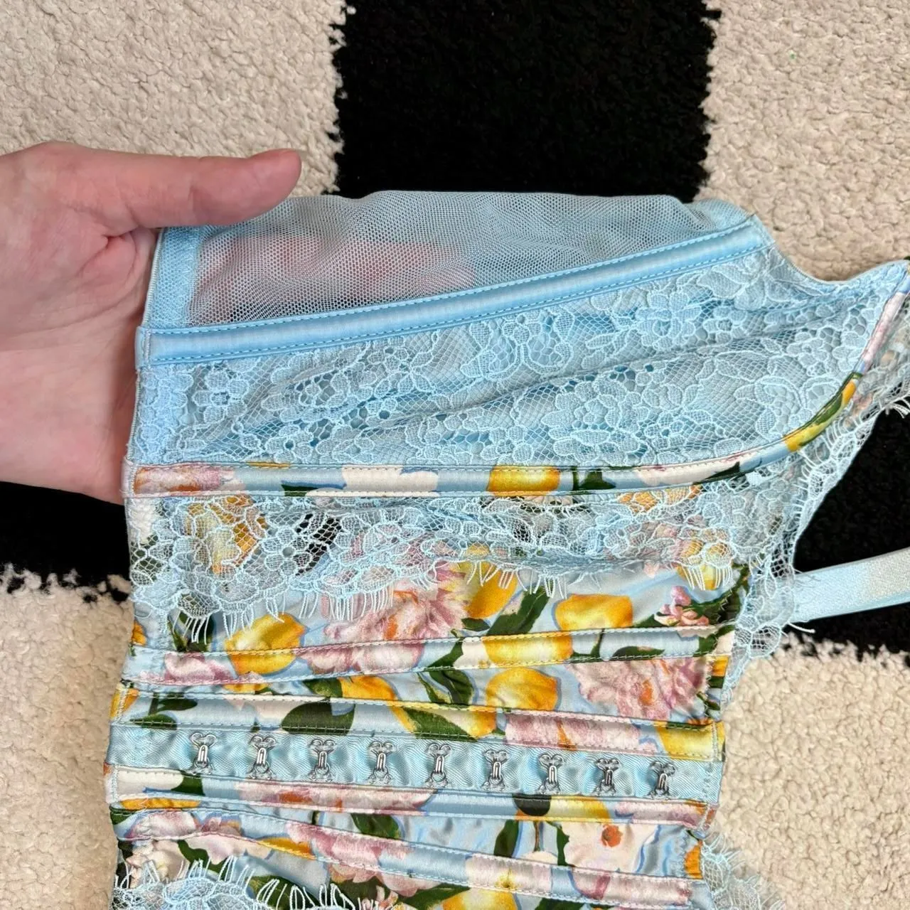 VS Dream Angels Blue Floral Lace Bustier M - Image 3