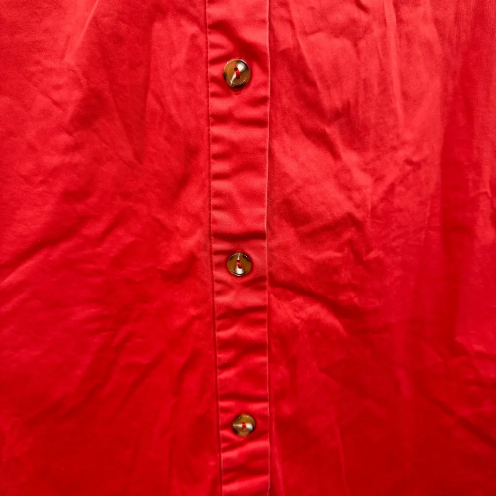 Shoshanna Annette Red Shirt‎ Dress Women’s Size 2 Puff Sleeve Button Front Tie - Image 11