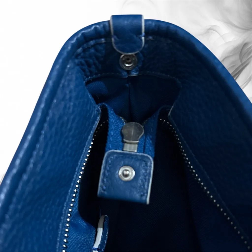 COACH Blue Denim Taxi Zip Tote Bag Leather Trim with COA - Image 15