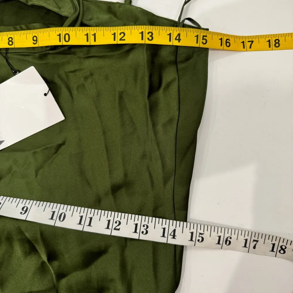 Zara green satin effect midi dress jewel straps - Image 8