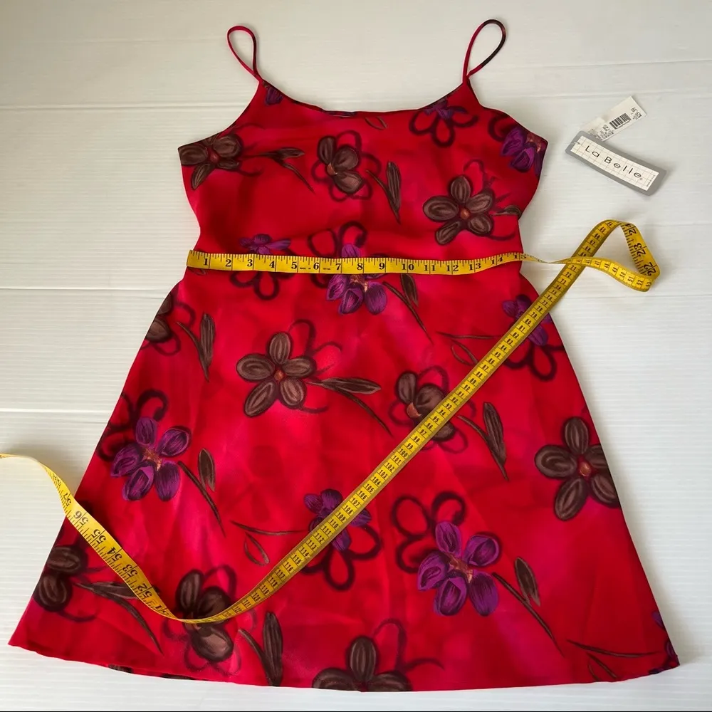 Vintage 1980’s NWT La Belle Floral Mini Slip Dress, 7/8 Size M - Image 9