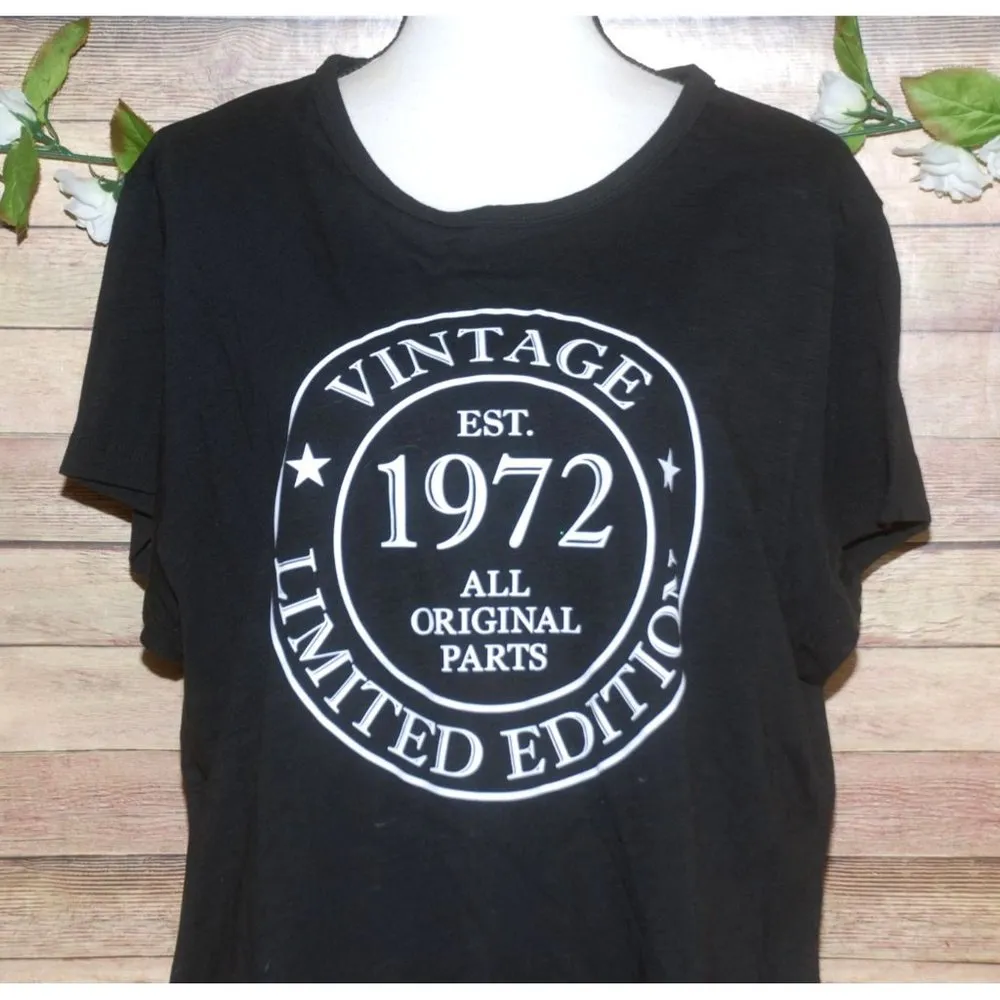 NWOT Custom Birthday Est. 1972 Ladies Black T - Image 2