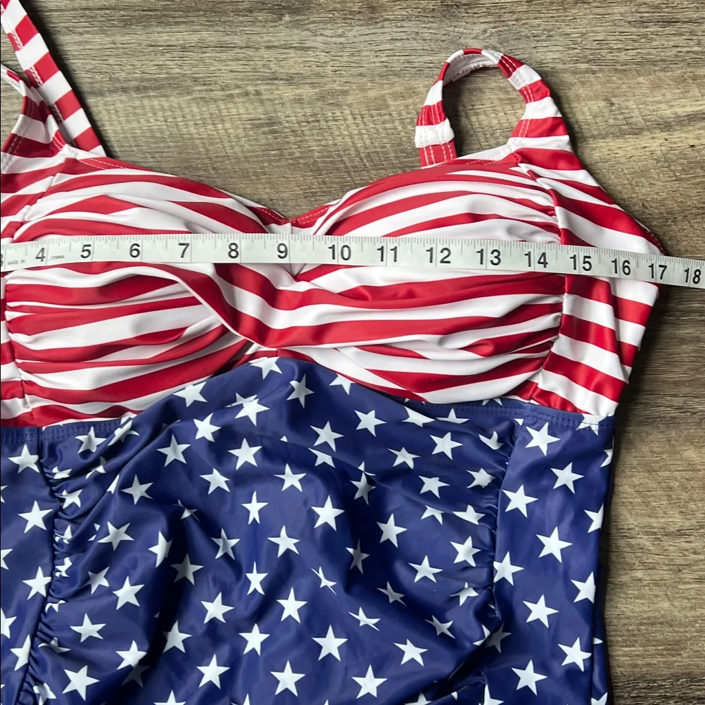 Younique Tummy Control Slimming One Piece Swimsuit Sz 14 National Flag ⚫️ Blue - Image 7