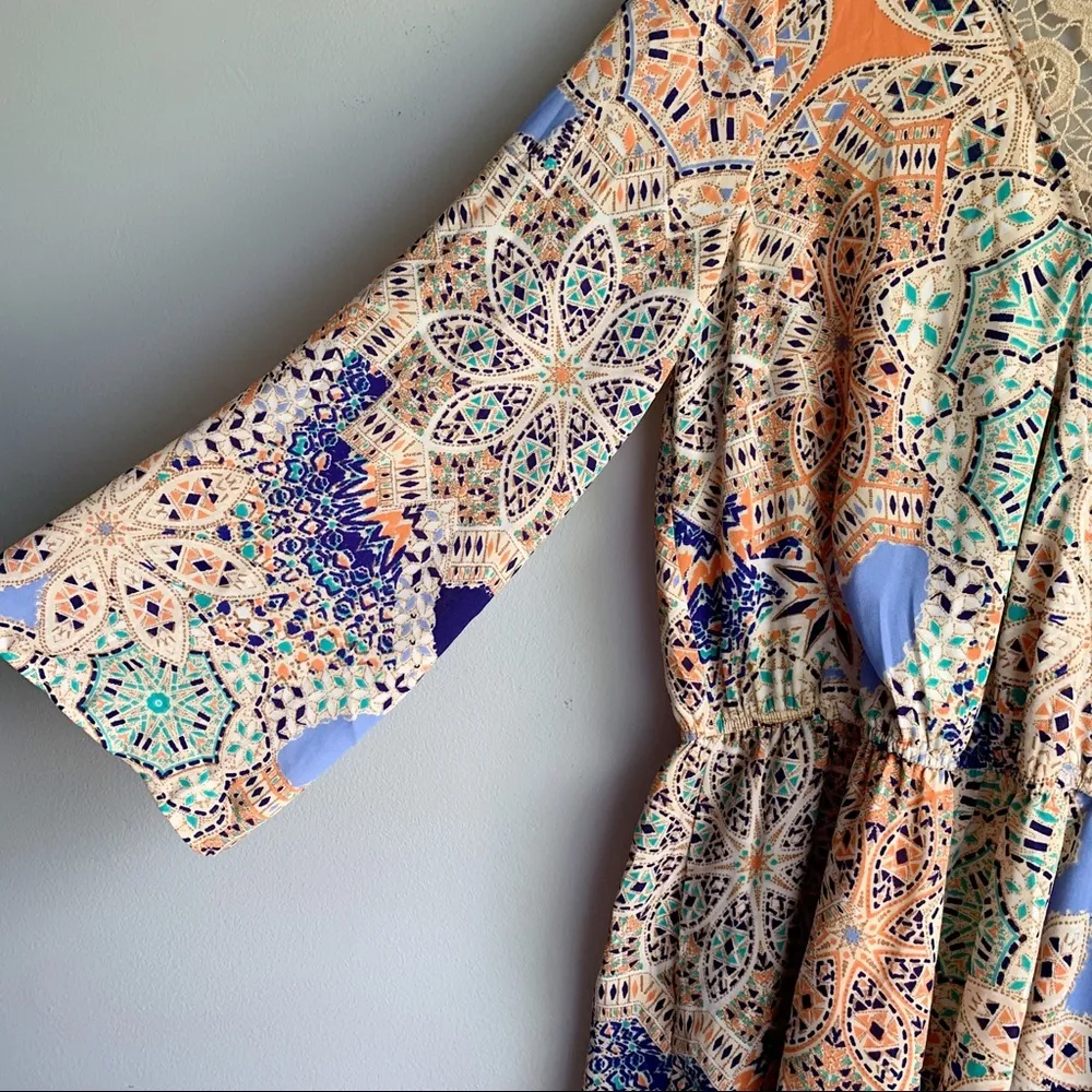 DR2 Patchwork Boho Crochet Long Sleeve Romper White - Image 5