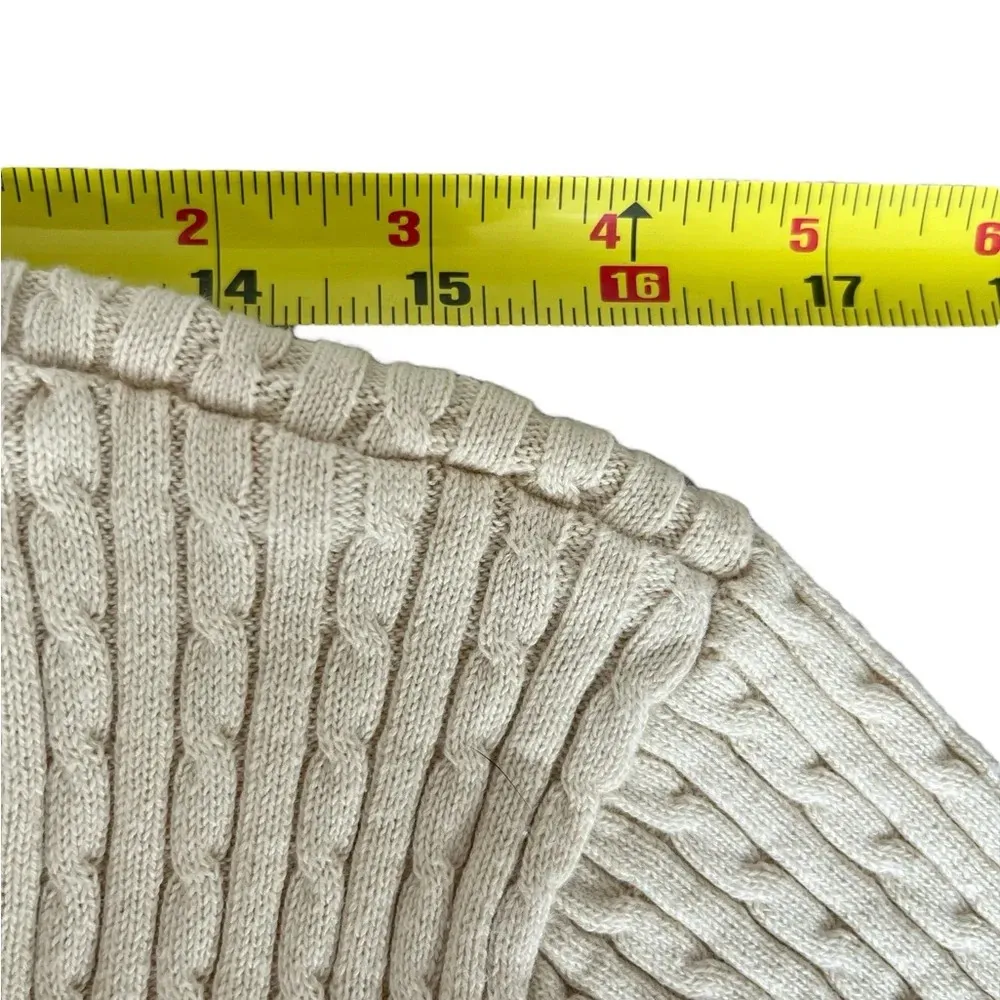 Ladies Jeanne Pierre Cable Knit Ivory Long Sleeve Sweater, Size Large - Image 4