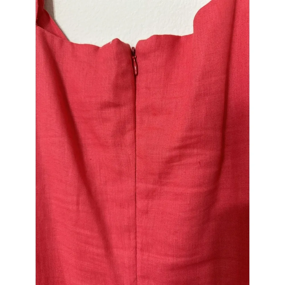 VTG Old Navy Red Coral Linen Cotton Floral Embroidered Dress Size 6 Beachy Boho - Image 5