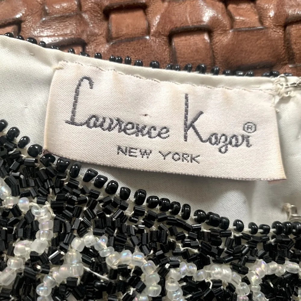 Laurence Kazar Vintage Silk Beaded Black & White Top - Image 5
