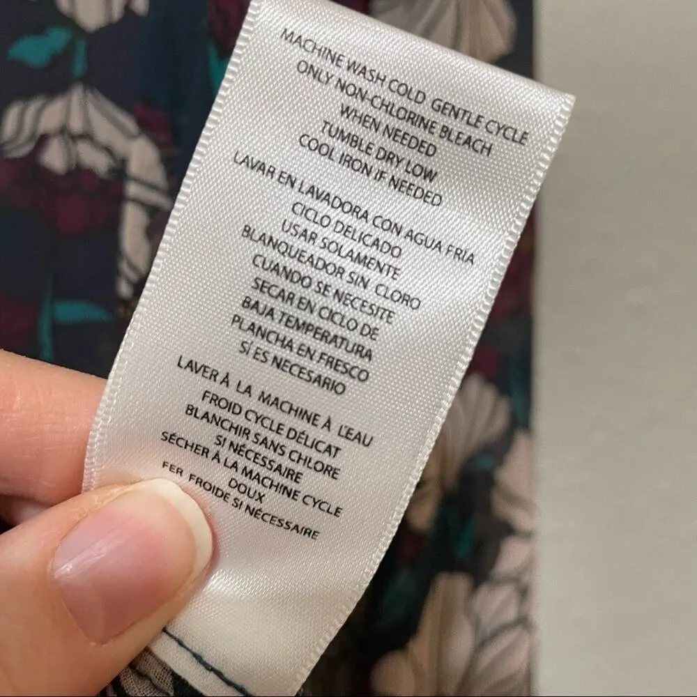 Kut From The Kloth Burgundy Green & Cream Floral Sheer Blouse Womens MP Fall - Image 5