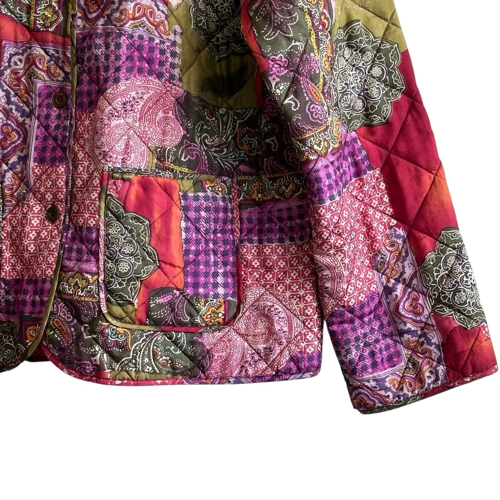 Anna And Frank VTG Silk Patchwork Quilt Jacket Coat Cottage Grandma Core M Size M - Image 6
