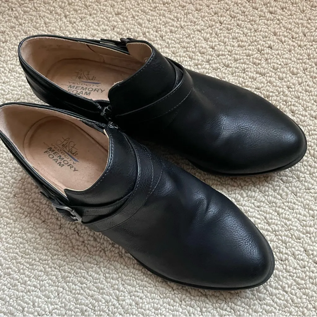 Life Stride Velocity Memory Foam Supportive Insole Black Leather Ankle Boot 8.5 - Image 3