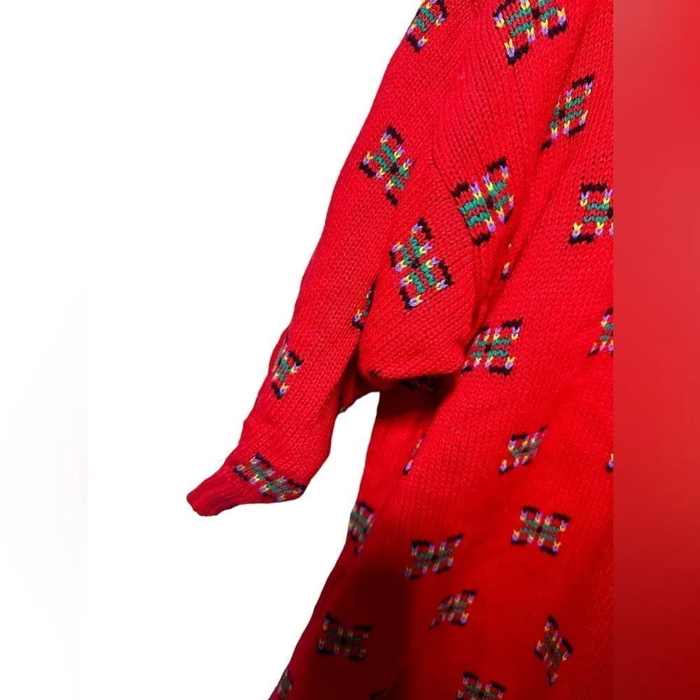 Authentic Vintage Red Sweater Dress Christmas Large/XL - Image 3