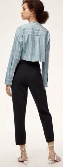 Aritzia Wilfred Crepe Darontal Pull On Cropped Pants Trousers Black Size 6 Small - Image 2