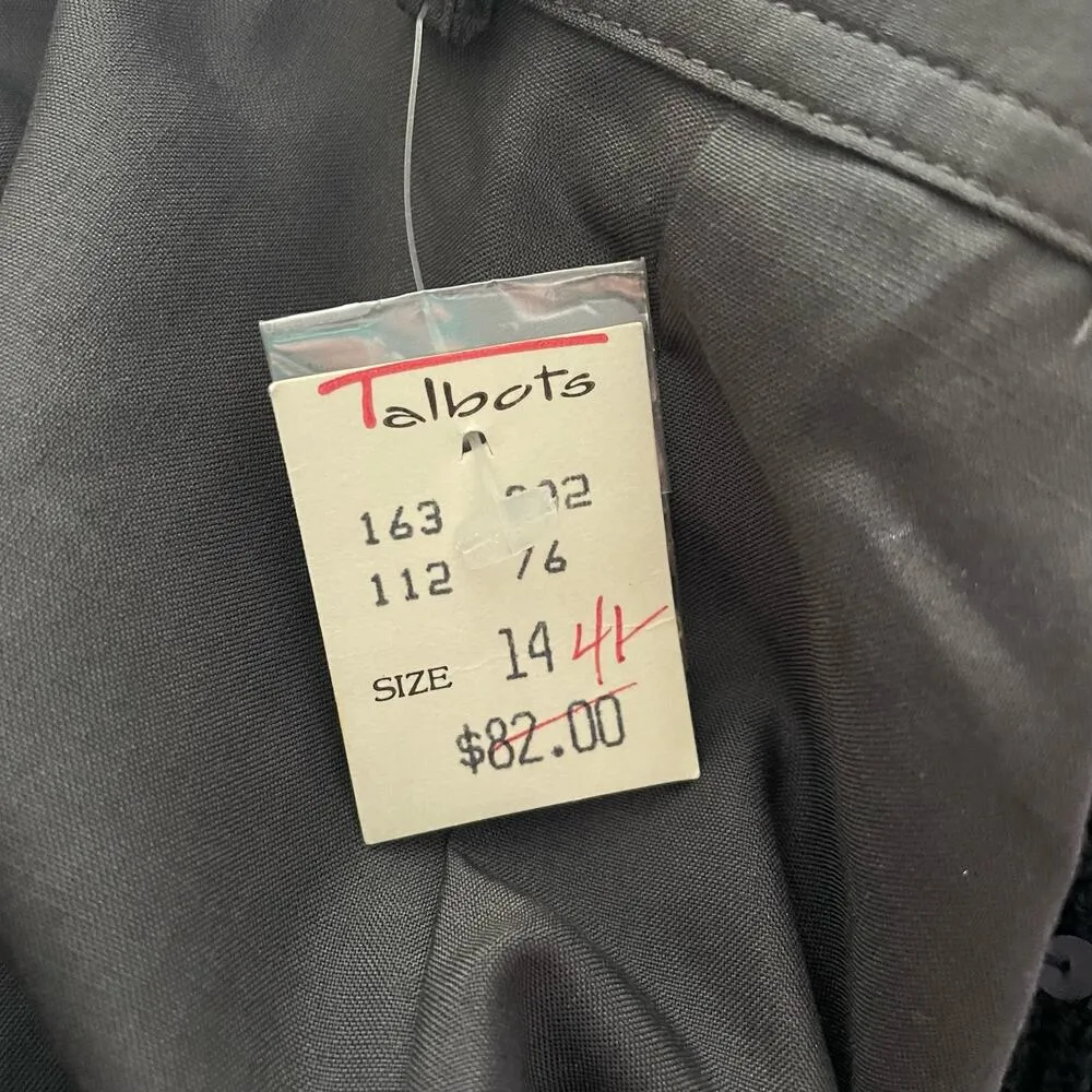 NEW Vintage Talbots Size 14 100% Silk Pleated Dress Pants Grey - Image 4