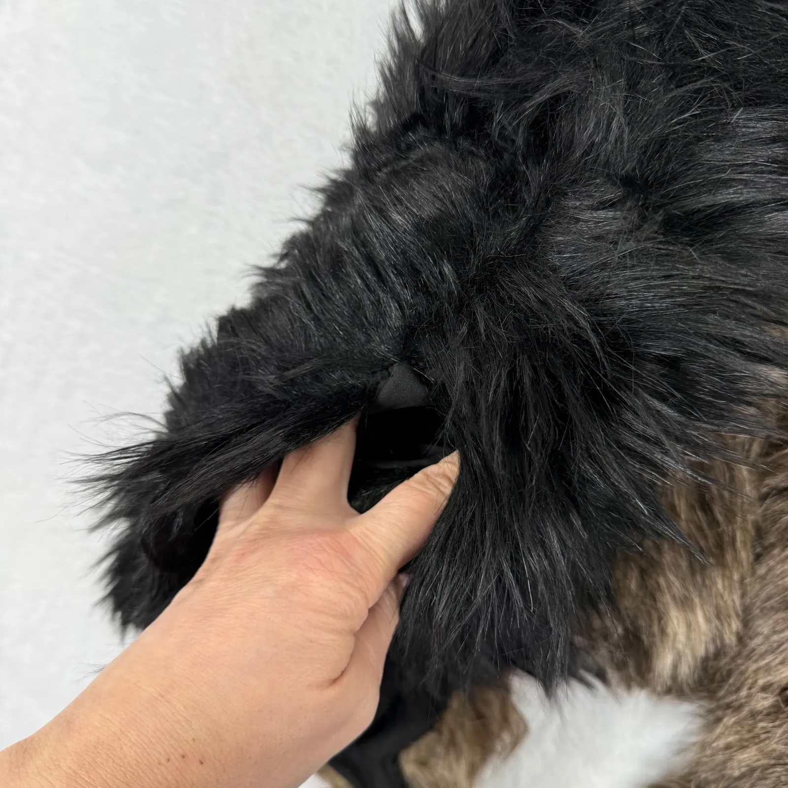 Free People Faux Fur Vest Black Brown Multi Color Size 6 NWOT - Image 8