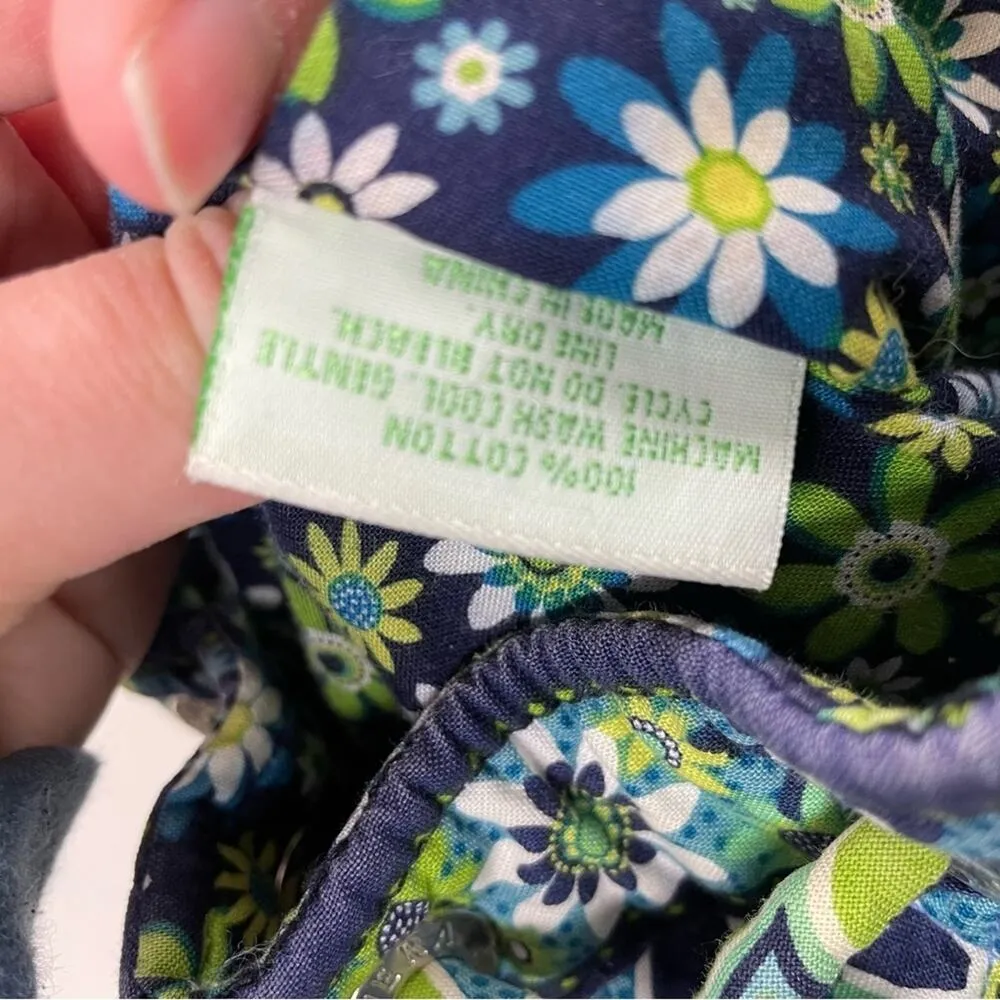 Vera Bradley Green & Blue Floral Fabric Backpack Bag Drawstring Boho Daisy - Image 7