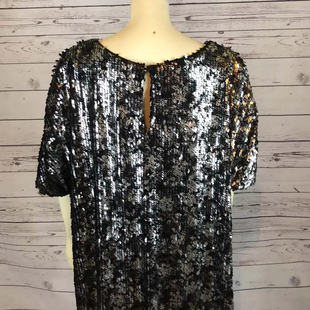 R&M Richard’s Black and silver sequin midi short sleeved dress size 22 w - Image 10