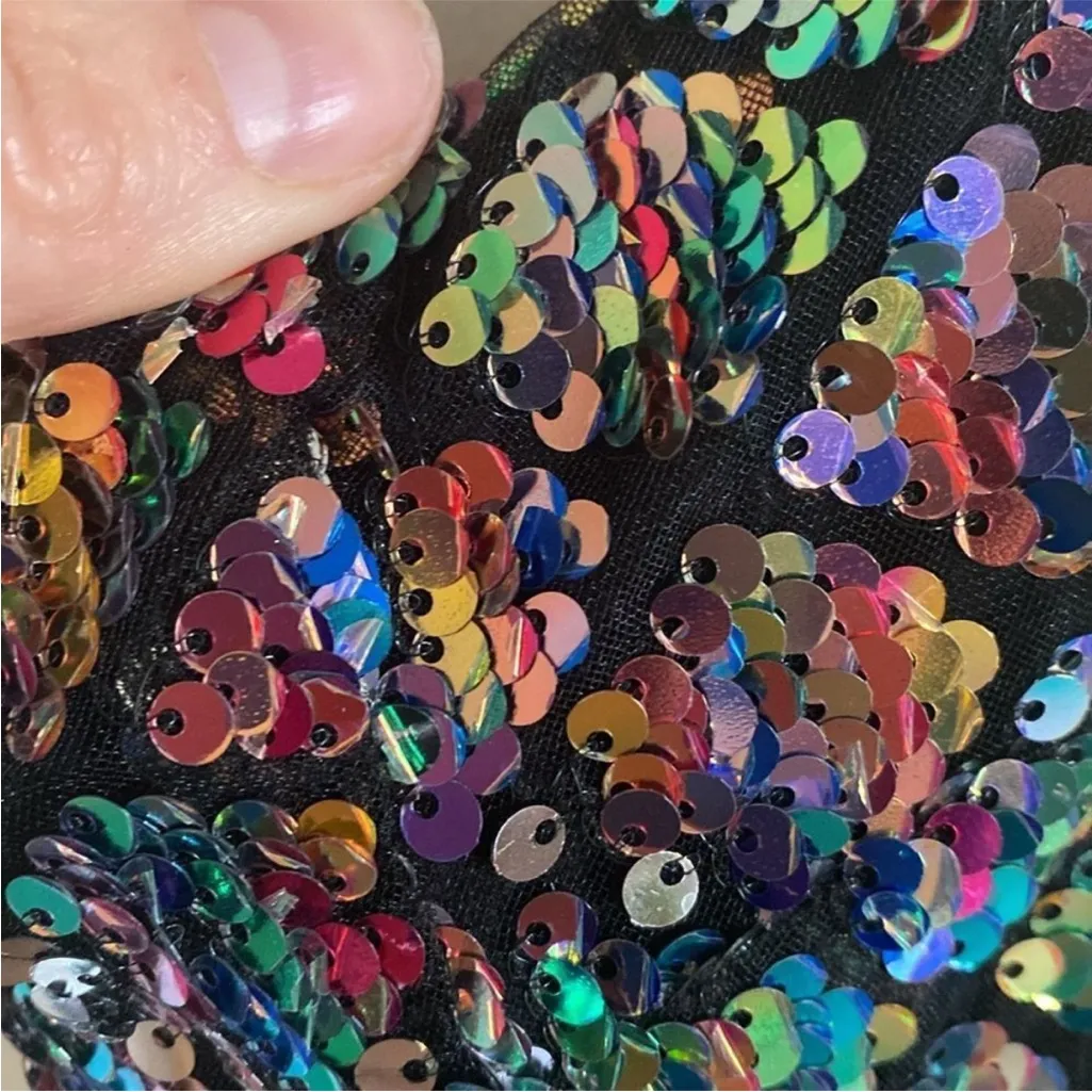 Topshop Mermaid Sequin Mini Dress Iridescent Metallic Shiny Gold Rainbow Sz 8 - Image 8