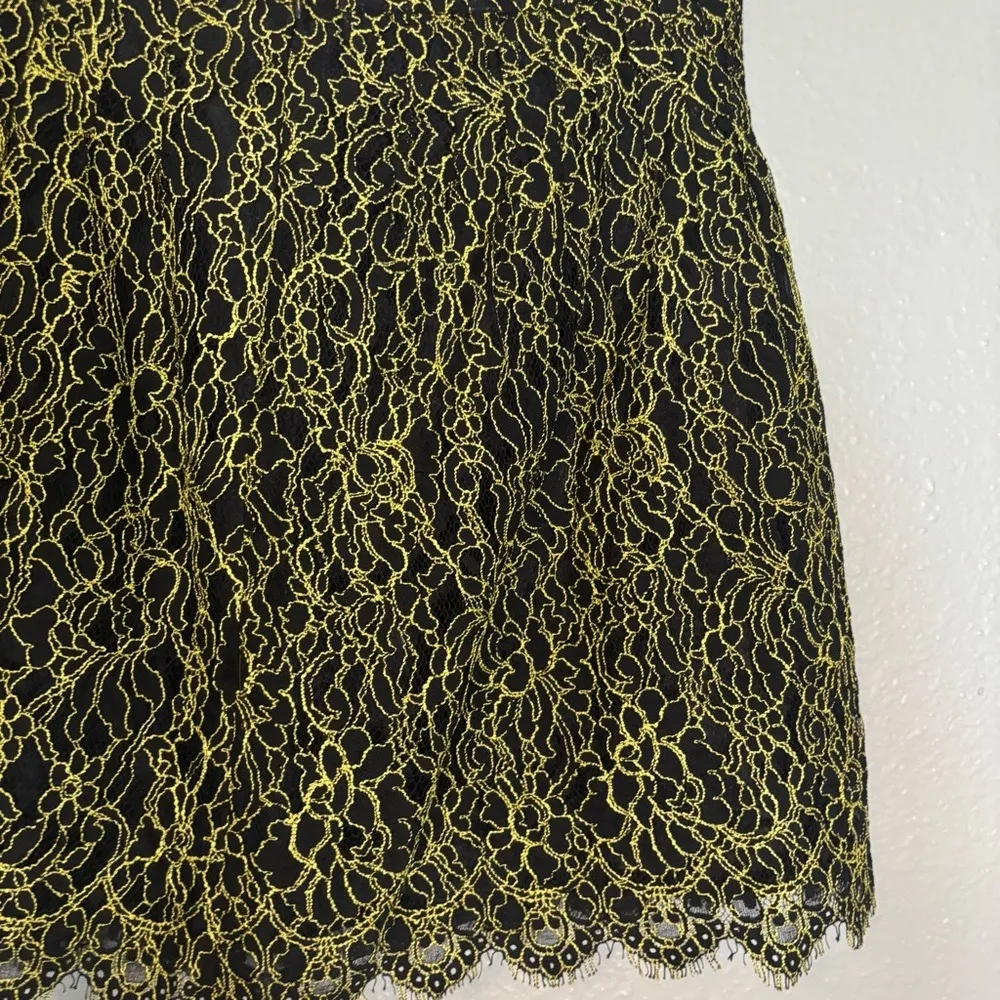 J. Crew Women's Navy Neon Green Lace Overlay Mini Skirt Size 0 Punk Grunge Party - Image 10