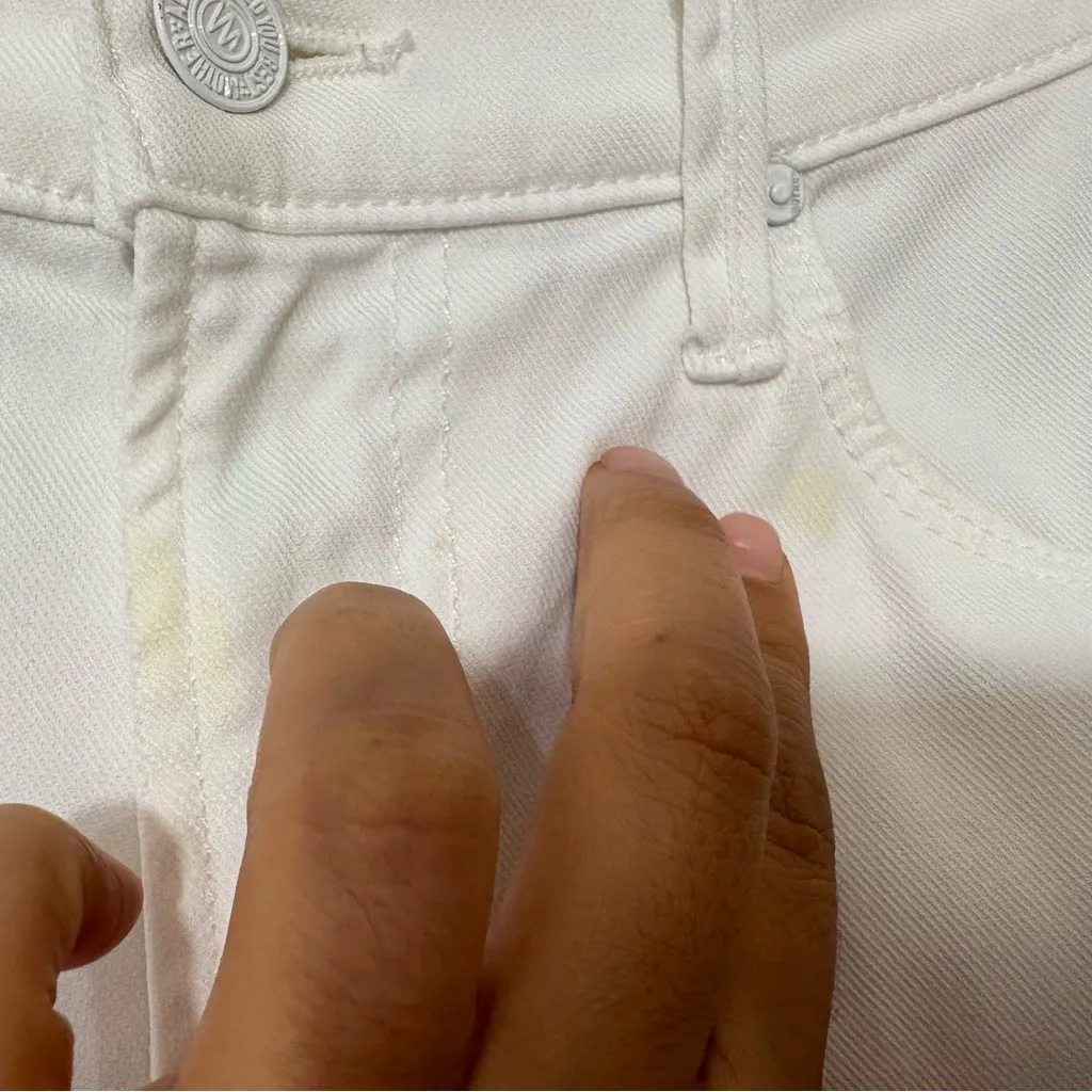 Mother The Stunner Two Step Fray Skinny Jeans – Glass Slipper White, Size 28 White - Image 5