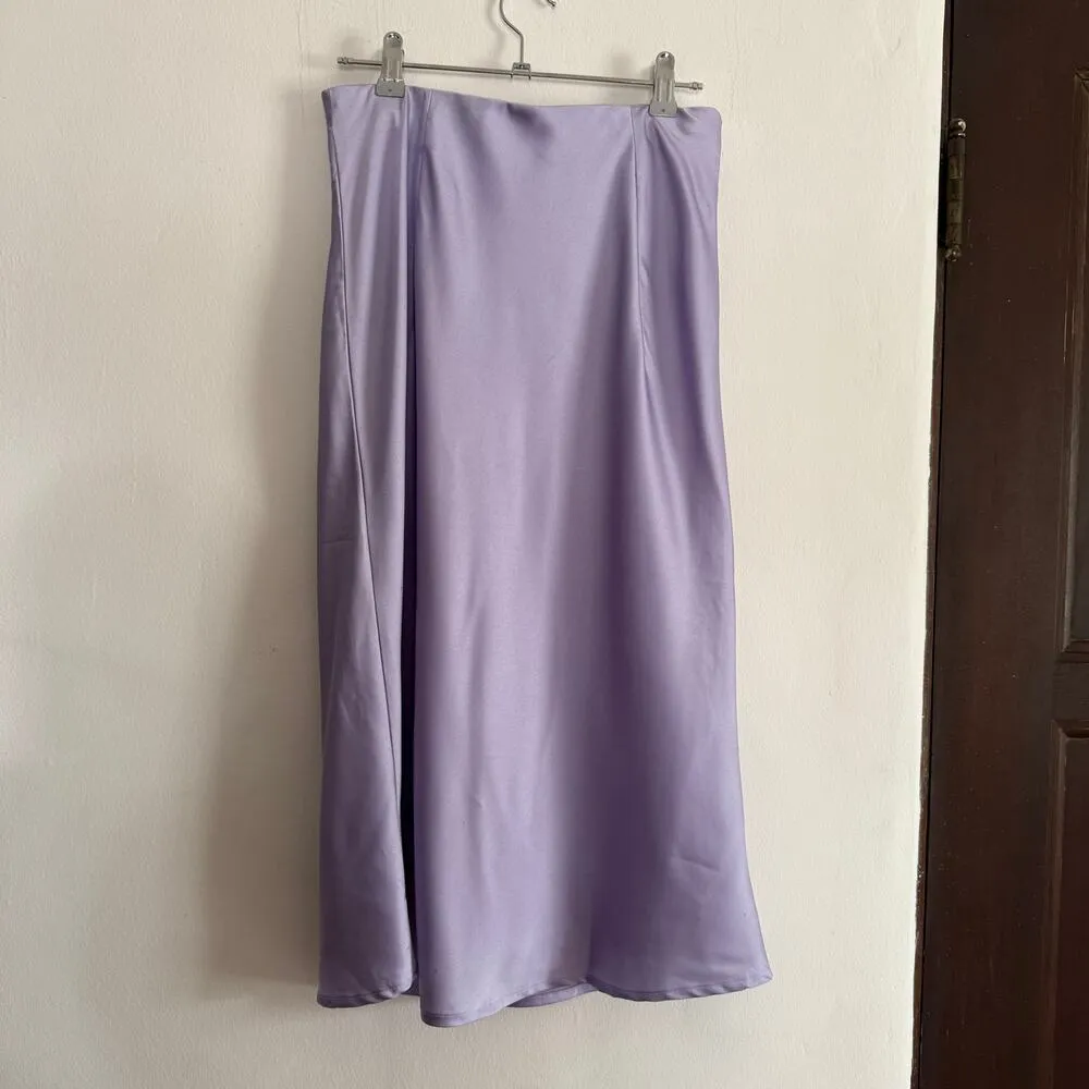 APPARIS | Katia Lavender Satin Midi Slip Skirt Pastel Purple | Extra Small Size XS - Image 3