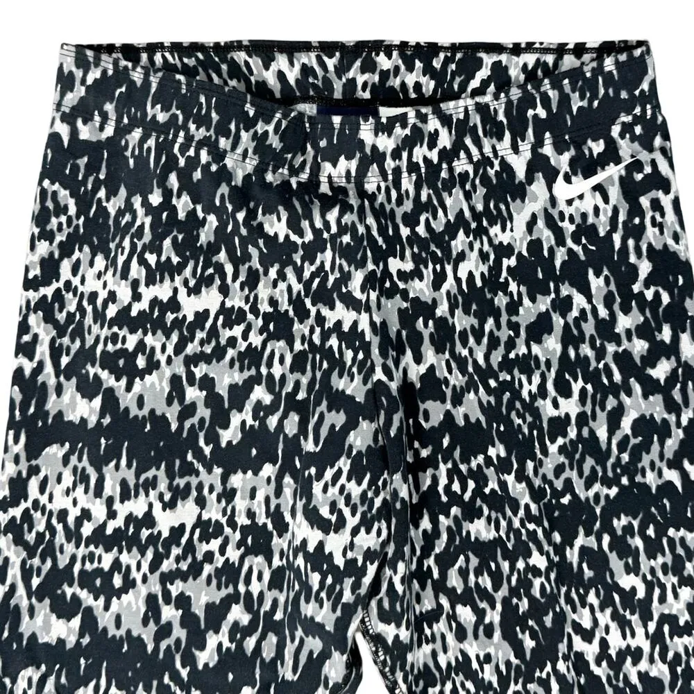 Nike Black Gray White Mottled Print Camouflage Soft Pull On Leggings size M - Image 3