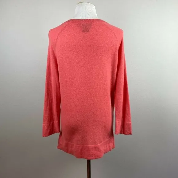 Lord &‎ Taylor 100% Cashmere Sweater M Coral Soft 3/4 Sleeve Lightweight Size M - Image 5