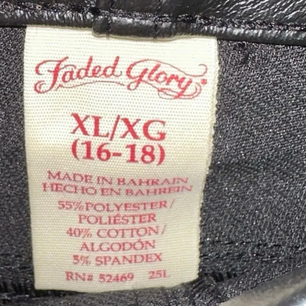 Faded Glory Faux Leather Black Pull On Pants - Image 3