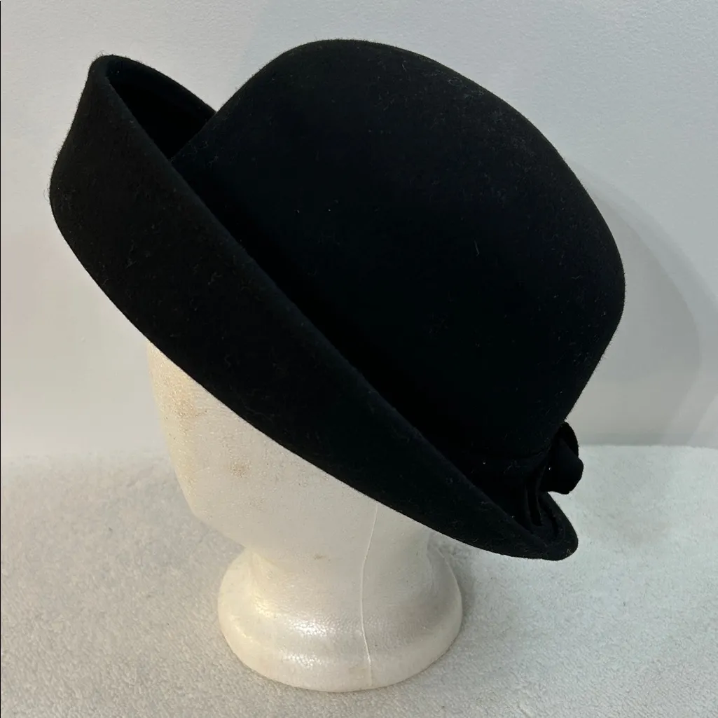 Amanda Smith Black Wool Bowler Hat – Made in Italy - Image 2