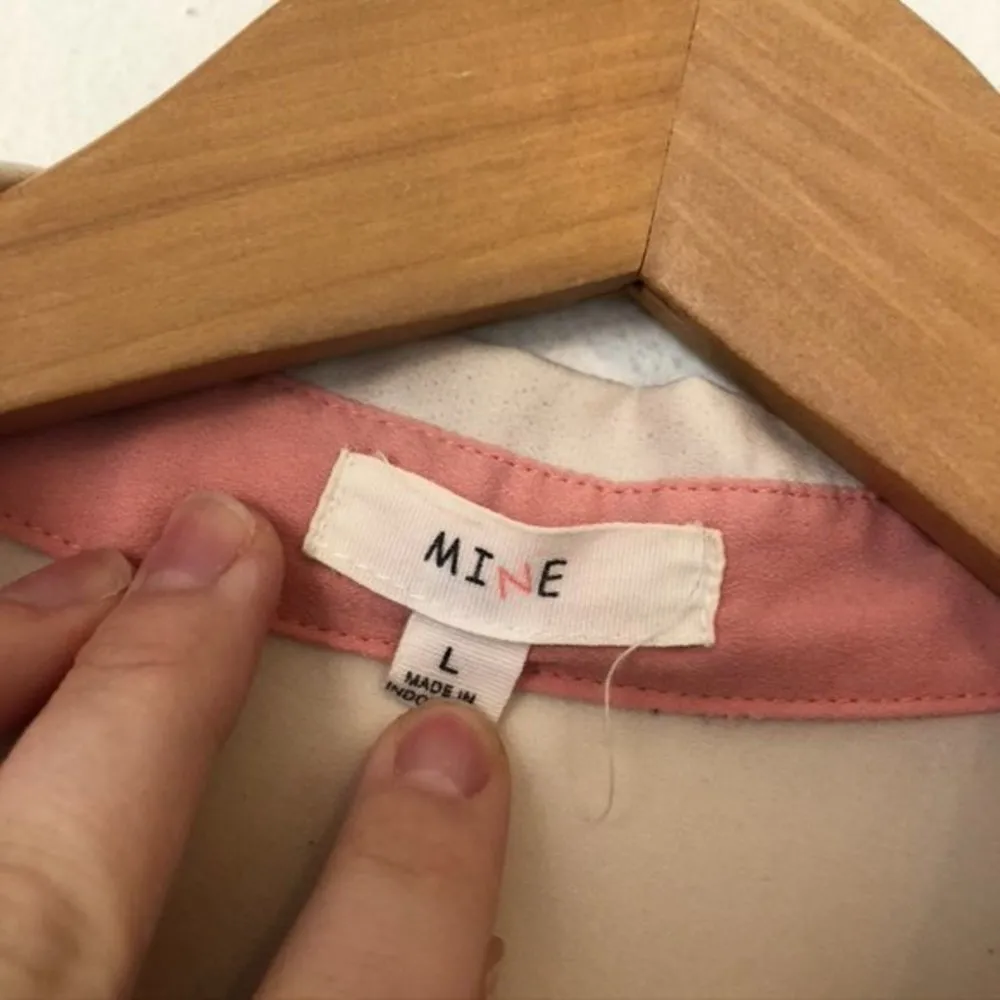 MINE Rose Pink Cream Beige Colorblock Sleeveless Button Down Tank Blouse JUNIORS Size L - Image 4