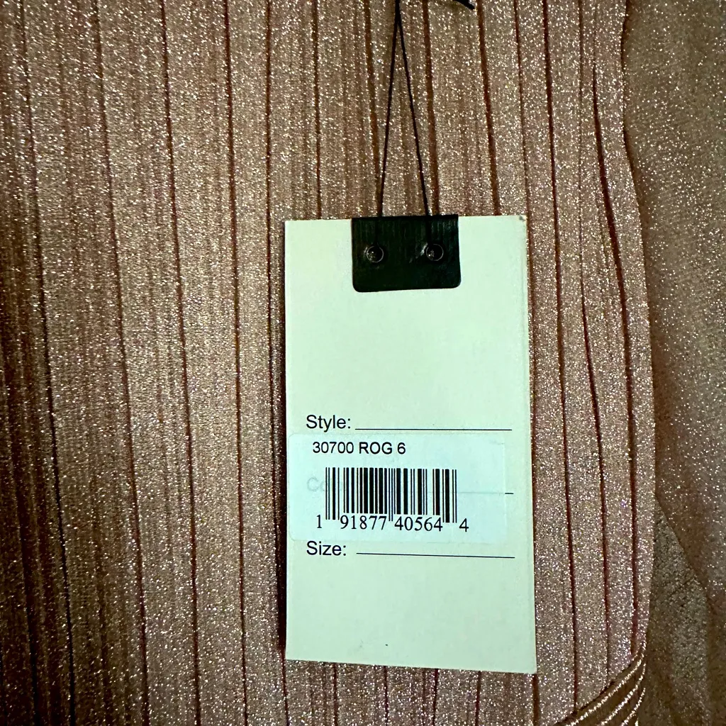 Mac Duggal‎ Shimmering Pleated A-Line 3/4 Sleeve Rose Gold Ballgown NWT - Image 7