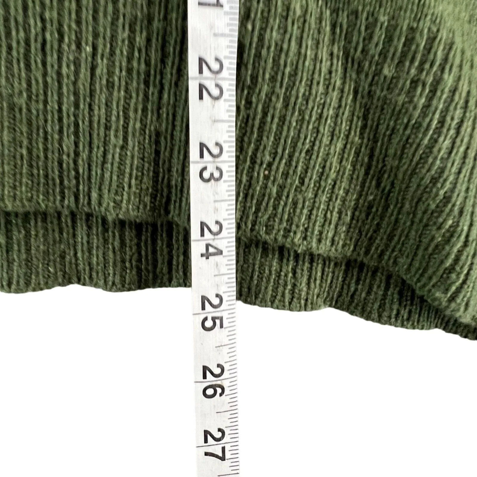 Saks Fifth Avenue Sweater Medium Green Merino Wool Cashmere Fuzzy Lace Up Cozy - Image 9