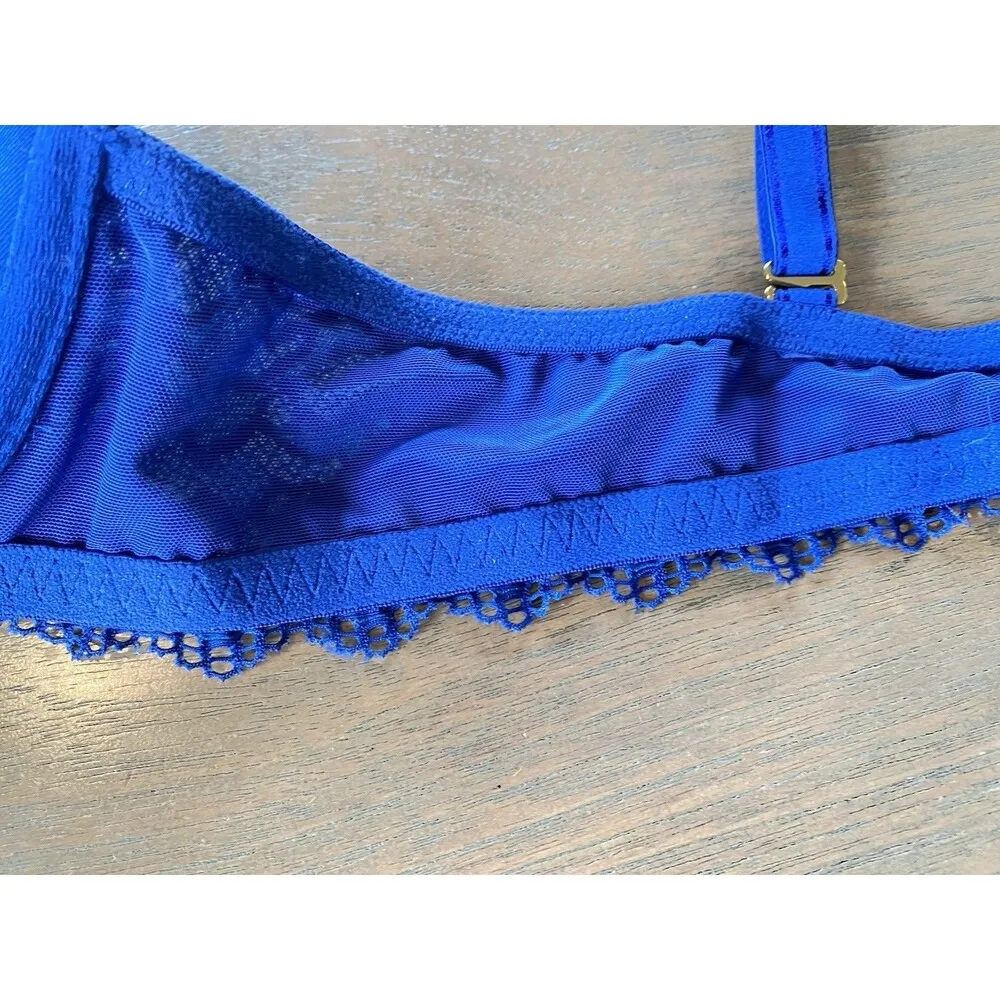 Soma Bra 36B Embraceable Enchanting Lace Demi Bras Lined Underwire Adjustable Blue Size undefined - Image 10
