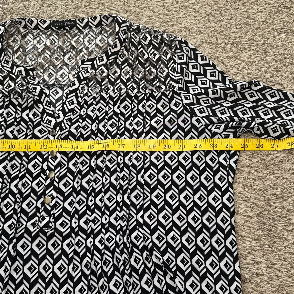 Ava & Grace Women’s Black White 3/4 Roll Sleeve‎ Business Casual Blouse size XL - Image 7