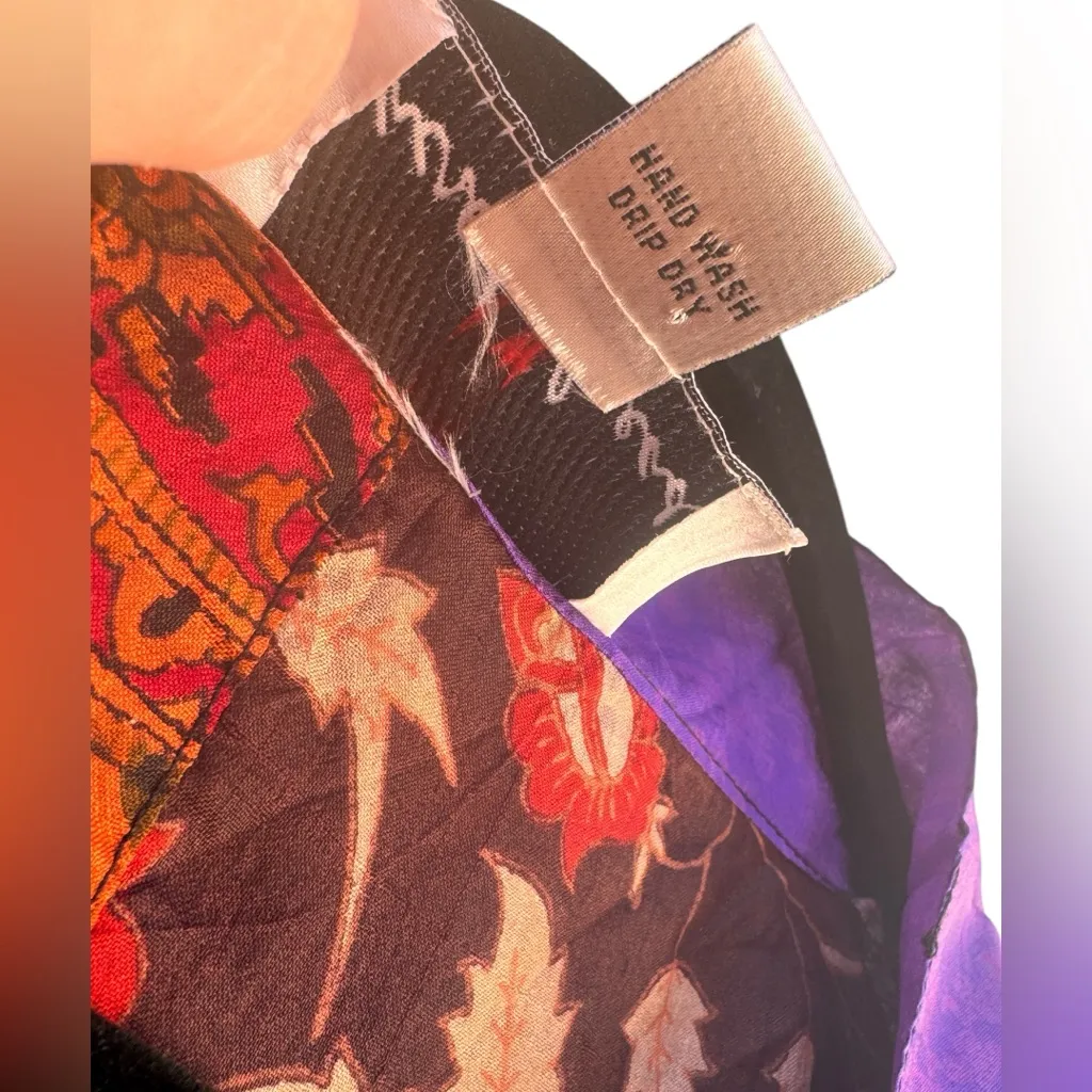 Sacred Threads  100% Silk Patchwork Kimono Duster Robe XL Boho Festival Rare GUC - Image 9