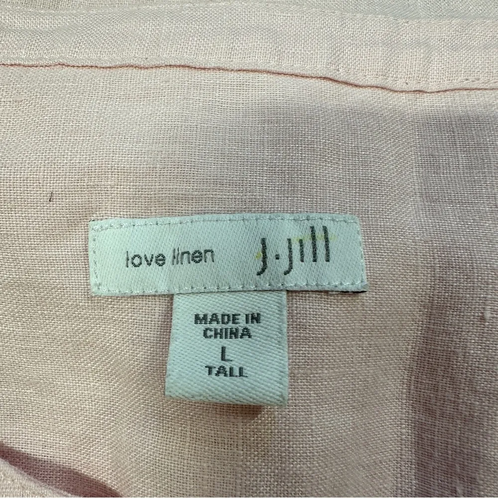 J. Jill Love Linen 100% Linen Pintuck Longsleeve Henley Tunic Top in Pink L Tall Size undefined - Image 9