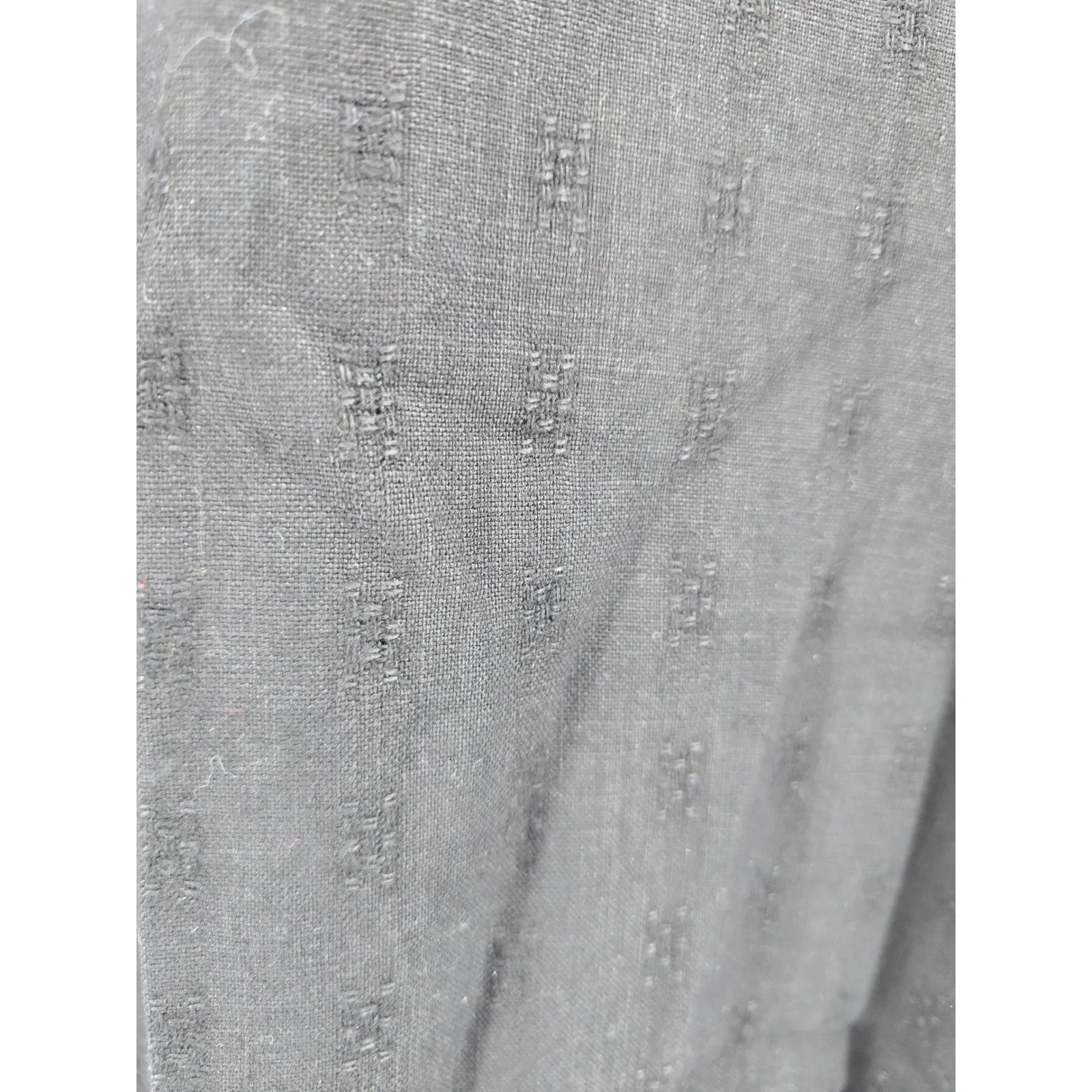 Bryn Walker Linen Black Textured Eyelet Ruffle Hem Midi Dress Women's Size Large - Image 3