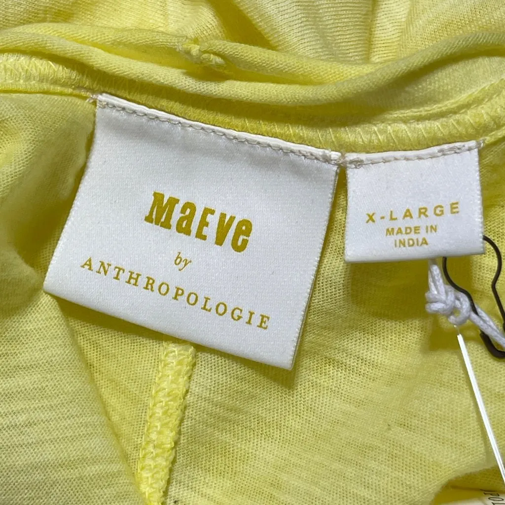 New Maeve Slouchy T-Shirt Butter Yellow Burnout XL Extra Large V-Neck - Image 4