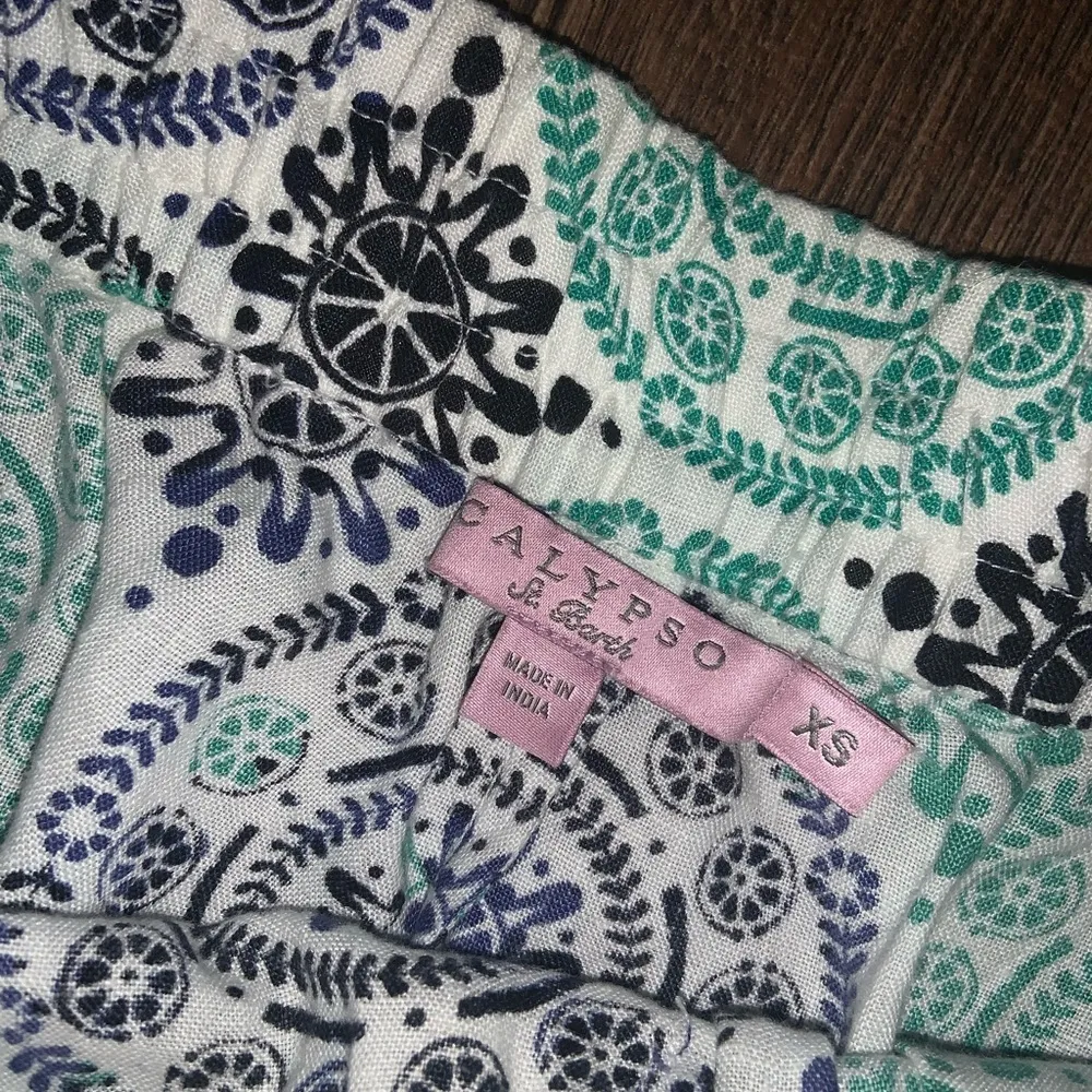 Colima print 100 % linen XS pant calypso St Barthes NWOT 289$ preppy coastal - Image 5