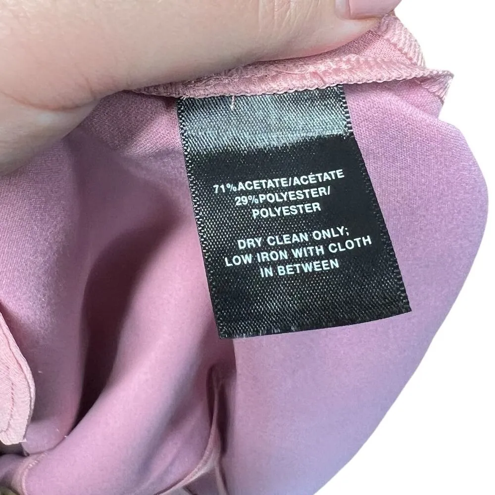 Lafayette 148 New York Pink Rosette Caddie Finesse Crepe Shift Dress Size Medium - Image 15