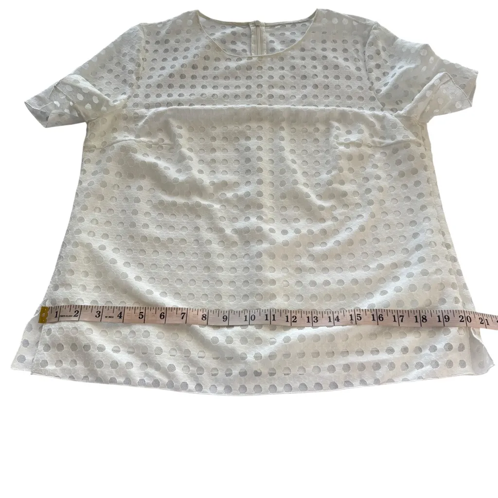 Akris Punto Sheer‎ Mesh Polka Dot Top in White US 10 Quiet Luxury Short Sleeve - Image 12