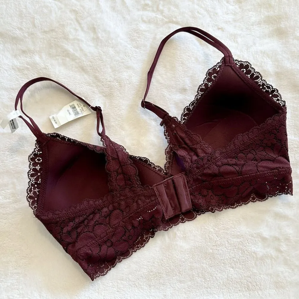 NWT Aerie Real Happy Wireless Lightly Lined Candy Lace Bra in Royal Berry - 34C - Image 7