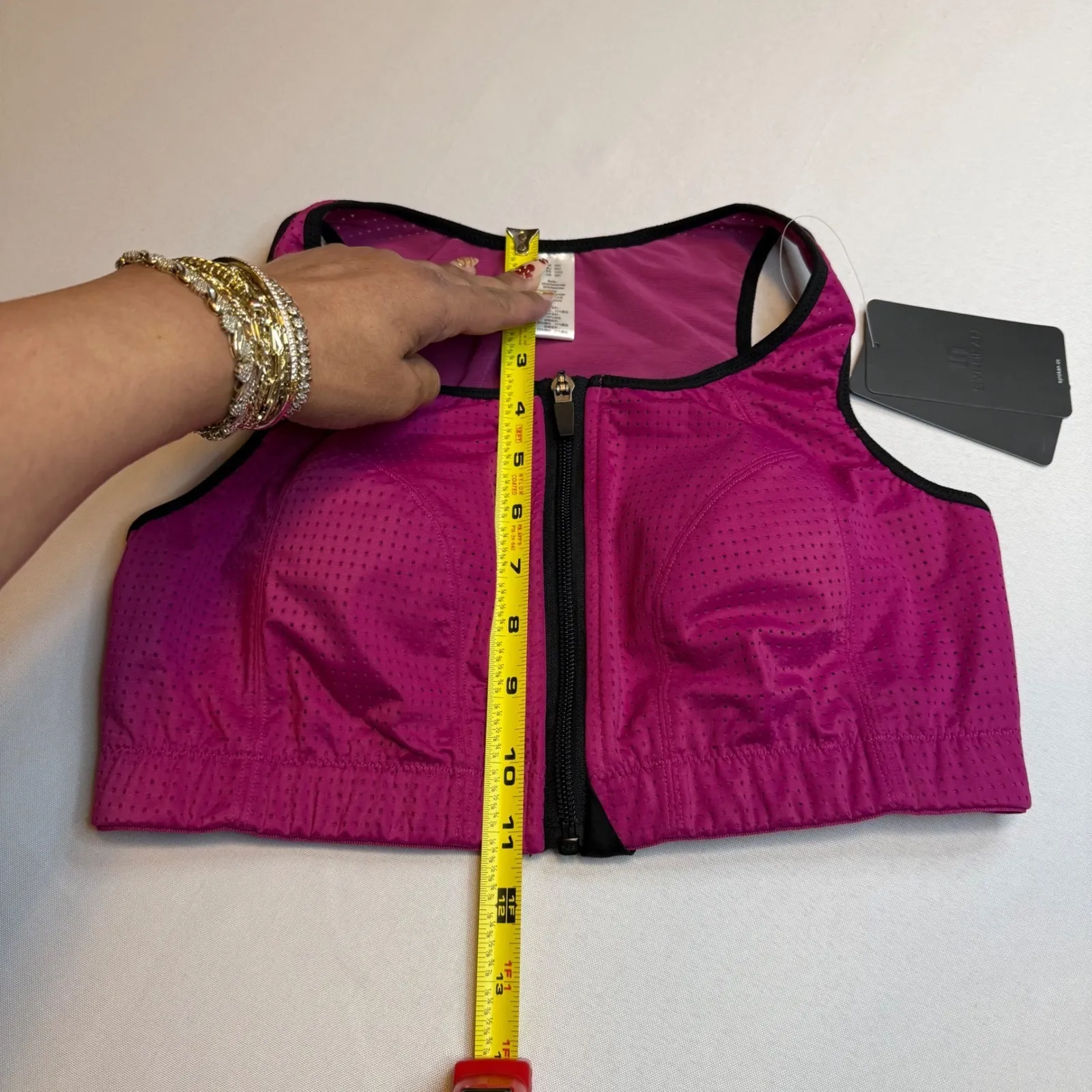 SYROKAN 38C NEW Zip Front Perforated Sports Bra High Support Fitness Activewear Pink Size 38 C - Image 3
