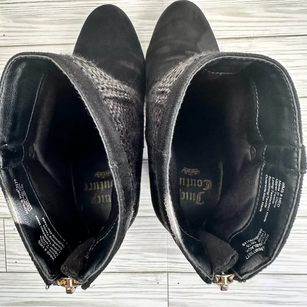 Juicy Couture Ankle Boots Chunky Block Suede Womens Lupia Black Size 8 - Image 12
