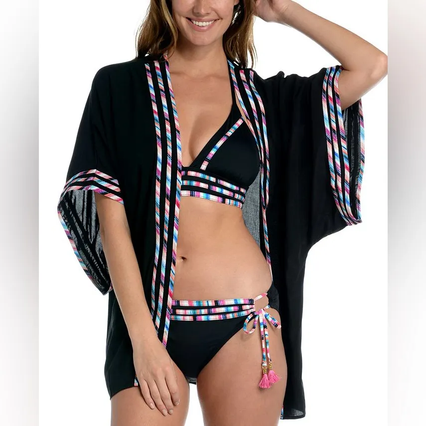 La‎ Blanca NWOT Black Kimono Catalina Coast Swim Coverup One Size - Image 12